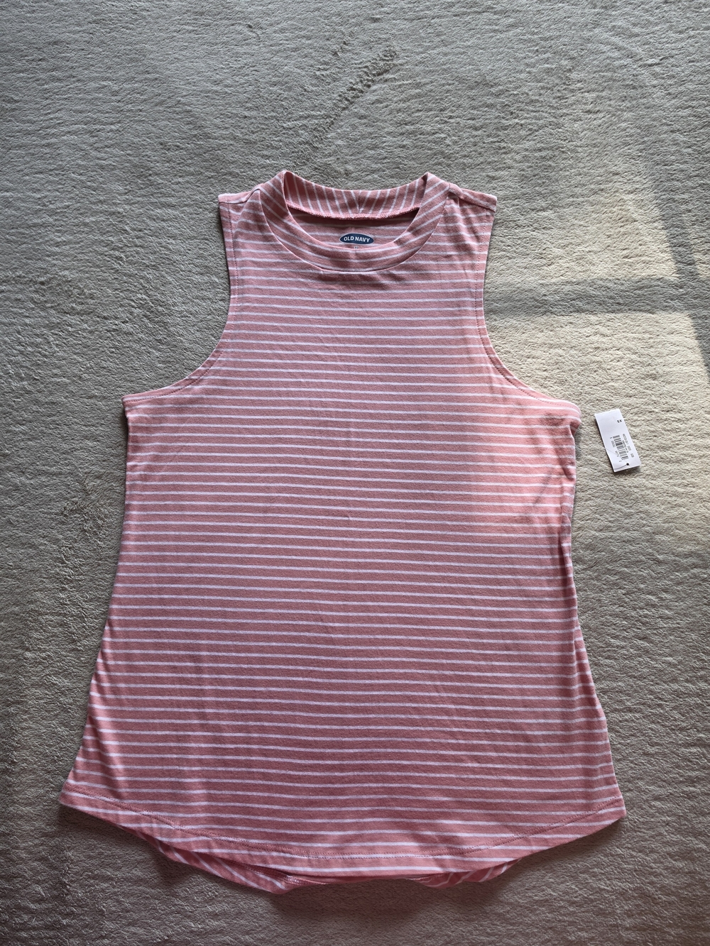 Old Navy Pink White Striped Mock Neck Sleeveless Tank Top Womens XS